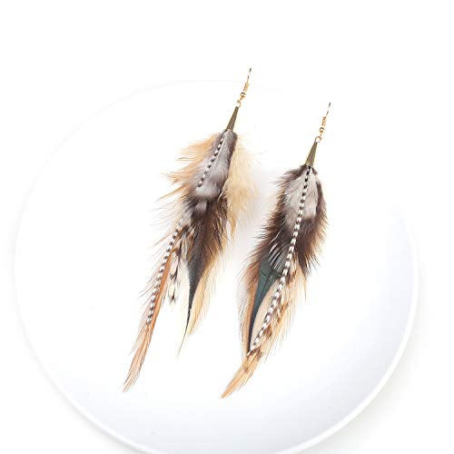lureme Bohemian Multicolor Pheasant Feathers Dangle Earrings Handmade Natural Feather Earrings (er006314) - style: Style E