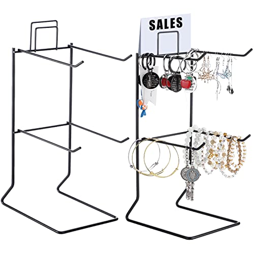 Coume 2 Pcs Jewelry Necklace Display Stand Metal Retail Counter Display Stand for Necklace Bracelets, Earrings, Ring, Keys, Watches(Black) - color: Black