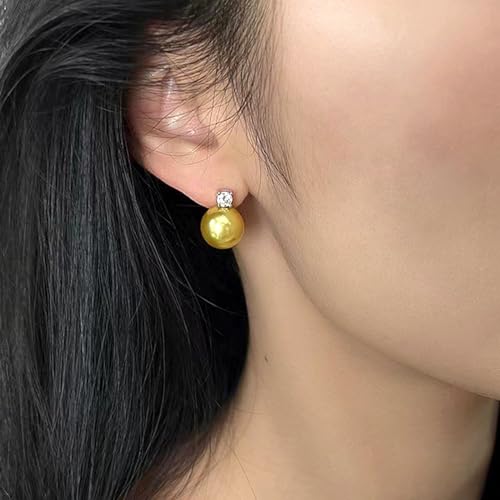 Pearl Necklaces for Women,8mm Pearl Necklace and Earring Bracelet Jewelry Set for Women Men Wedding Birthday Valentine Christmas Day Gifts - color: Yellow