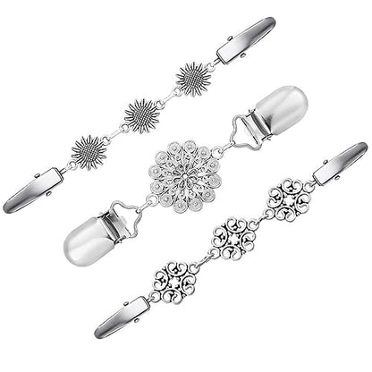 3 Styles Vintage Shirts Dresses Shawl Clips for Women Girls Retro Cardigan Collar Clips Brooch for Clothing - style: Style 4