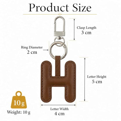 Initial Letter Keychain,Stainless Steel,Colorful Faux Leather Keyring for Backpack,Purse,Car Keys,Gift for Men Women - color: H