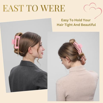 Pink Hair Clips for Women -8 Pack 4.3 Inch Large Hair Claw Clips for Women Thin Thick Curly Hair, Big Banana Clips,Strong Hold jaw clips - color: Pink