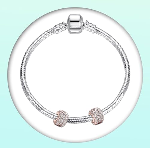 Annmors S925 Clip Spacer Safety Chain Stopper Charms for Pandora, Gift Mom Daughter Friend Sister Wife Grandma Girlfriend Fmaily On Christmas Mothers Valentines Halloween Graduation - color: C03-2pcs Rosegold Clear Spacers