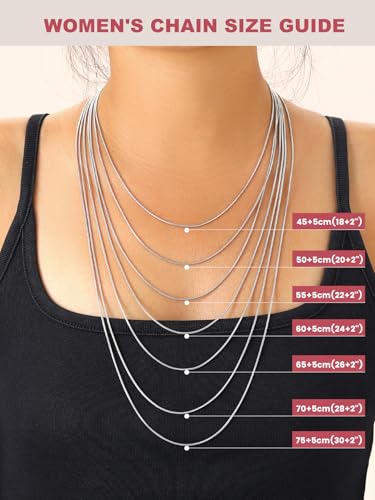 FOCALOOK Snake Chain Necklace, 1/1.2/1.5/2mm 14K Gold Plated Womens Chains | Hypoallergenic Stainless Steel Chain, Non Tarnish Rose Gold/Silver/Black Plated Finish, 14-30" Length for Everyday Layering - color: 1.2mm-Silver, size: 18 Inches