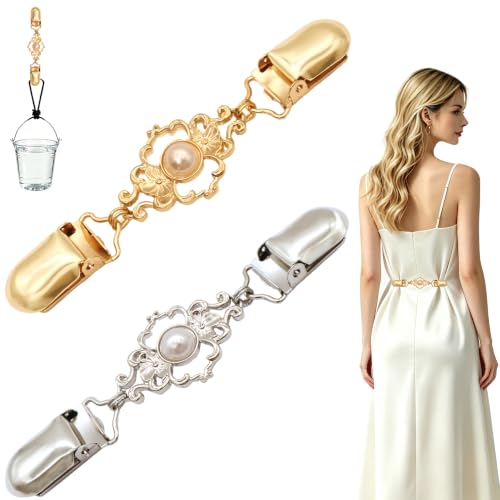 2 PCS Waist Cincher Clips Dress Clips Back Cinch for Shawl Cardigan Sweater Clothes Shirt Tightener Clip(Silvery Golden) - color: Color R