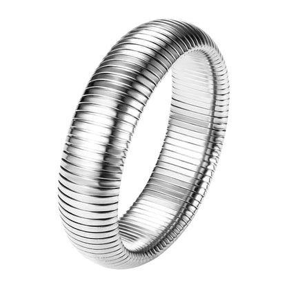 NMQLX Women's Elastic Bangle Bracelets: Stainless Steel Gold Chunky Wristband Bracelets - color: Silver - 20mm