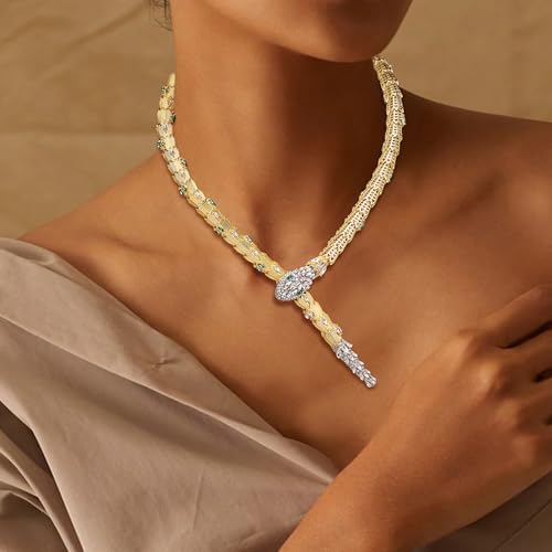 FANZE Snake Necklace for Women，Adjustable Punk Gold Snake Choker Necklace Halloween Gifts Party Multi-Purpose Jewelry - color: gold