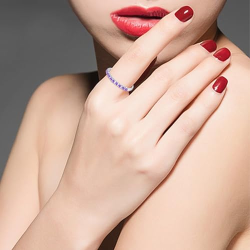 Uloveido Platinum Plated CZ Simulated Diamond Stack Eternity Band Ring J029 - color: Purple