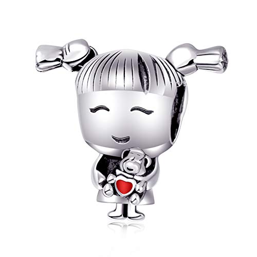 Charms for Bracelets and Necklaces Statue of Liberty CHARM and Family Clasp Safety Chain Charm Beads Charms Jewelry for Women - color: Girl with Pigtails