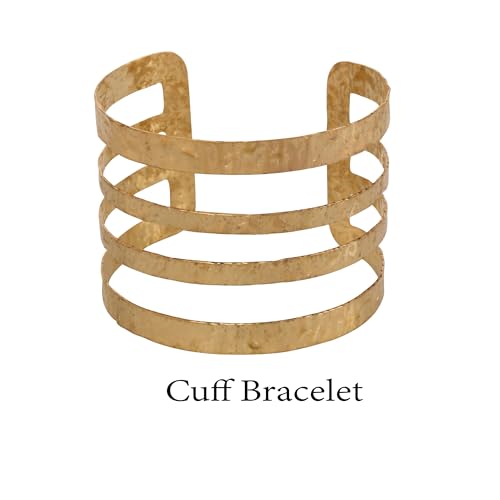 Touchstone Indian Bollywood Desire Brass Base Exotic Workmanship Free Size Cuff Bracelet in Antique Gold Or White Or Copper Tone for Women. - style: D211 Gold