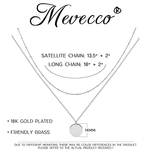 MEVECCO Dainty Pendant Layered Necklaces for Women | 18K Gold Plated Brass, 2-Piece Set With A Choker-Length Upper Layer, Wear Together Or Separately, Refined Everyday Style - style: Layer Disc-SL