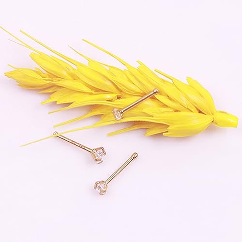 3 Pcs 14K Gold Filled Nose Studs 20G Stainless Steel Stud Nose Ring 2mm/2.5mm/3mm Round CZ L Bend Nose Stud Hypoallergenic Nose Piercing - color: gold I