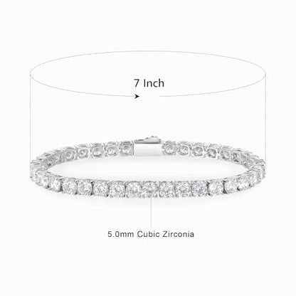 3/4/5mm Tennis Bracelet, 18k White Gold Plated 3MM/4MM/5MM Iced Out Round Cubic Zirconia Tennis Bracelet for Women Men 6.5/7/7.5 Inches - color: 5MM White Gold, size: 7 inch