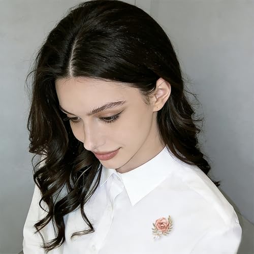 Handmade Elegant Red Rose Flower Brooch Pin for Women Crystal Pearl Fabric Flower Lapel Pin Dress Suit Accessories - color: Pink A