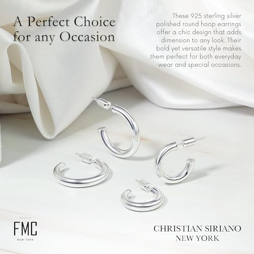 Small Gold Hoop Earrings for Women | 18K Gold Plated Non Tarnish Hoops, Classic Polished Huggie Earrings, 925 Sterling Silver Base, Twist Hoop. (4x20mm & 4x25mm, 3x15mm & 3x20mm) - color: Silver, size: Polish Hoop (3x15mm & 3x20mm)