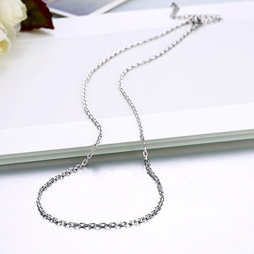 Cutesmile Fashion Jewelry 18k Gold/Rose Gold/White Gold 1.5mm Rolo Adjustable Chain Crafted Necklace (White Gold) - color: White Gold