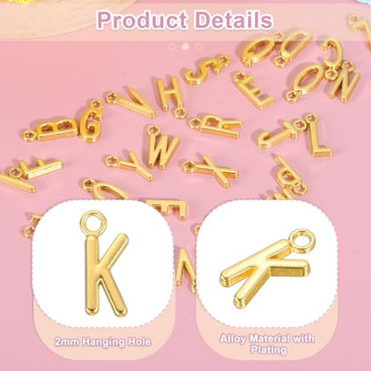 uxcell Letter Charm, Alloy Letter Initial Alphabet Charm for DIY Craft Jewelry Making Bracelets Earrings Necklace - color: Gold - K
