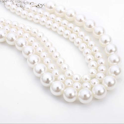 Boho Choker Necklaces for Women - Faux Round Pearl Layered Fashion Chunky Thick Clavicle Necklace Wedding Bride Jewelry Gifts - color: Style A