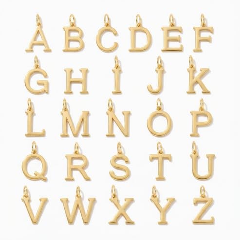 14K Solid Gold Initial Letter Charm Pendant for Women - Personalized Block Letter Add On Charm (A to Z All Letters) - color: C