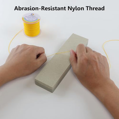 LUSTEMBER 0.8mm Nylon String, Strong Bracelet String, Durable Nylon Cord for Jewelry Making, Bracelets, Beading, Necklaces, Rattail Braiding, Kumihimo, Wind Chimes, Blinds and Handicrafts - size: Yellow
