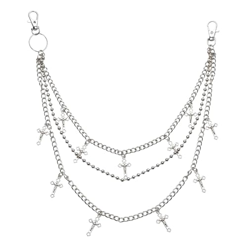 Goth Pants Chain Charms for Women Men Punk Layered Jean Chains Gothic Y2k Pocket Chain for Women Hip Hop Waist Chains - color: Cross