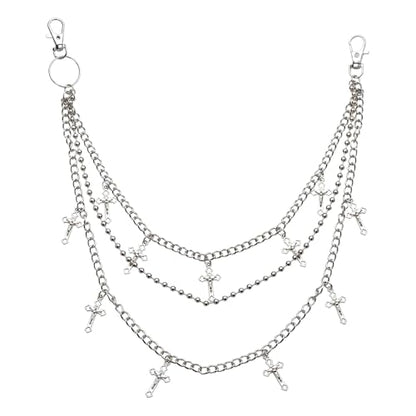 Goth Pants Chain Charms for Women Men Punk Layered Jean Chains Gothic Y2k Pocket Chain for Women Hip Hop Waist Chains - color: Cross