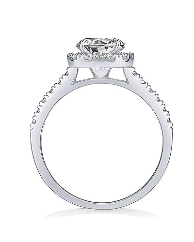 PAVOI 14K Gold Plated Square Halo Engagement Rings | Premium Cubic Zirconia Promise Eternity Ring for Women | Wedding Bands - color: White Gold