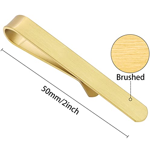 HAWSON Skinny Tie Clip Bar Set, 2 Inch Tie Clip for Men - Wedding, Meeting, Party Gift Set - color: 1 pcs Brushed Gold