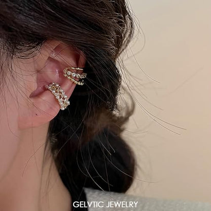Cute Butterfly Cartilage Clip on Earrings for Women Non Pierced Huggie Ear Cuff Y2K Statement Silver Clip Stud Earrings Granddaughter Daughter Valentines Birthday Graduation Jewelry Gift - color: EA316-Gold