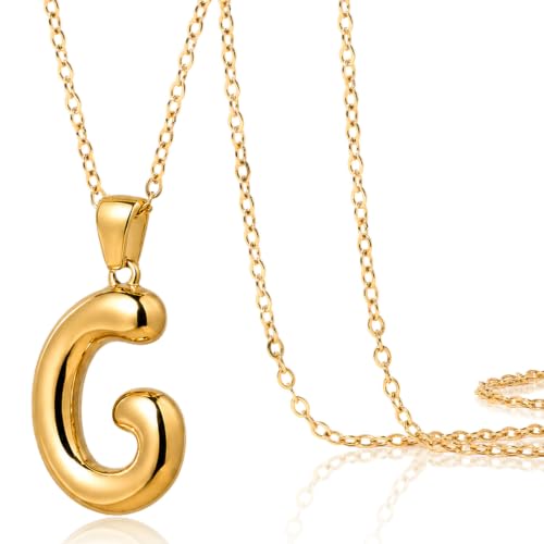 DoDoBeads Stainless Steel Initial Necklace, Waterproof 18K Gold Plated Necklace, Non-Tarnish Chunky Monogram Jewelry Gifts for Women, Mothers Day Gift - style: G
