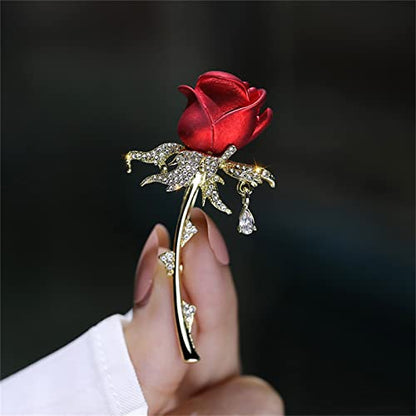 Red Rose Flower Brooches and Pins for Women Costume Jewelry Brooch Pins Broches Jewelry for Women Elegant Lady Pin - style: Red Rose