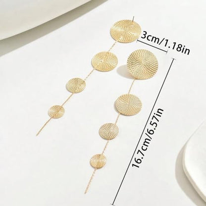 Gold Dangle Earrings for Women Long Statement Drop Boho Gold Chandelier Disc Tassel Earrings Dangle for Party Wedding Trendy Jewelry Gifts - color: A1-gold
