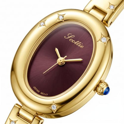 FORSINING Watches for Women, Ladies Quartz Watch Oval Crystal Watch, Japanese Quartz Movement 3ATM Waterproof Fashion Female Wrist Watch Luxury Birthday Gifts - color: Yellow