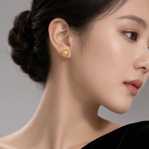 Pearl Stud Earrings Multicolor Shell Beads Pearl Hypoallergenic Stud Earrings Ocean Shell Pearl Jewelry - color: Gold