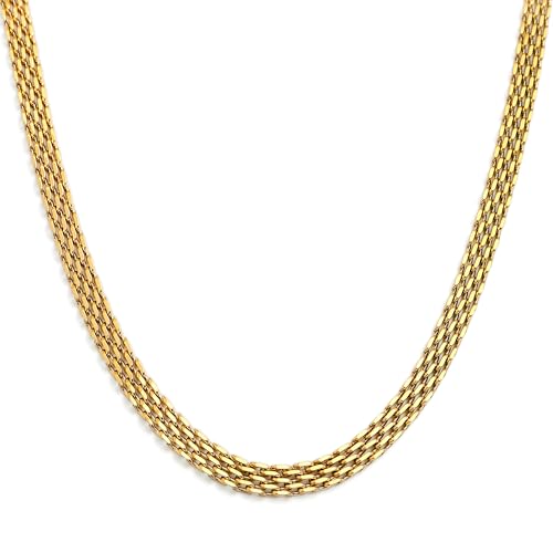 Jean Beau Gold Choker Necklace for Women, Simple 18K Gold Plated Adjustable Link Chain Prom Jewelry Gifts - color: Bismark
