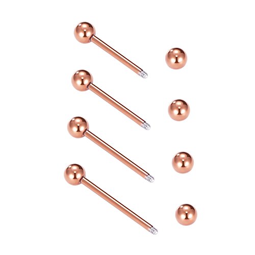 VCMART Nipple Rings Tongue Rings Stainless Steel 14G Straight Barbells Piercing Jewelry 12mm,14mm,16mm,18mm - color: 3 -rose gold