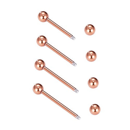 VCMART Nipple Rings Tongue Rings Stainless Steel 14G Straight Barbells Piercing Jewelry 12mm,14mm,16mm,18mm - color: 3 -rose gold