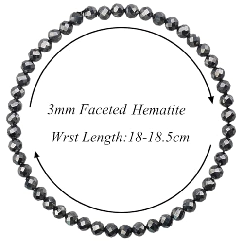 MASSIVE BEADS Natural Genuine Gemstone Beads Healing Crystal Chakra Reiki Jewelry Faceted Round Beads Bracelets 3mm - color: Hematite