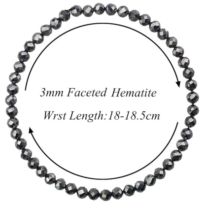 MASSIVE BEADS Natural Genuine Gemstone Beads Healing Crystal Chakra Reiki Jewelry Faceted Round Beads Bracelets 3mm - color: Hematite