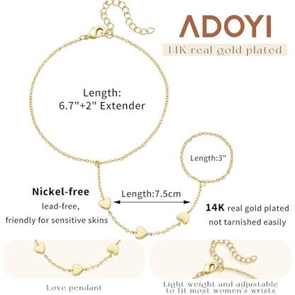 Gold Bracelets for Women, 14K Gold Plated Stackable Bracelet Stack Set Adjustable Charm Paperclip Chain Cuban Link Layered Waterproof Jewelry Sets Gifts for Womens 6.5 Inch - color: Gold Style E