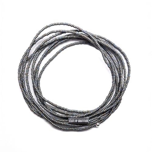 Ash Grey Intention Wrap BraceletSilver Stainless Steel Standard