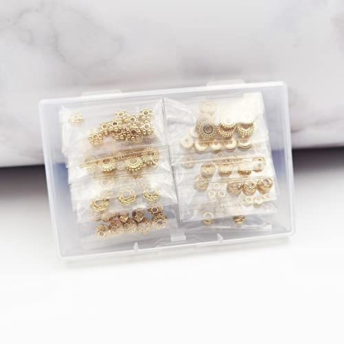 INSPIRELLE 120pcs Spacer Beads Gold Plated Heishi and Rondelle Bead | Long-Lasting for Jewelry Bracelet Necklace Making - color: 120x Heishi Rondelle