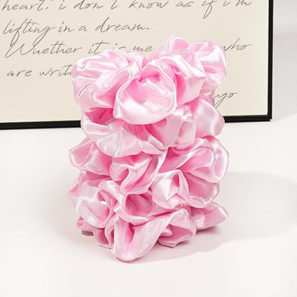 Ivyu 16 Pcs Pink Satin Hair Scrunchies for Women's Thick Curly Hair, No Crease Hair Ties, No Damage, Fit for All Kinds of Hair - color: Pinkness
