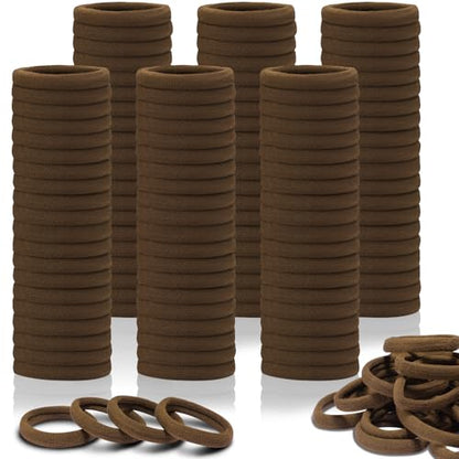IKOCO 150PCS Hair Ties for Women, No Damage, Brown | Cotton Ponytail Holders, Value Pack, Seamless Elastic, No Breakage, No Crease, Durable Hold, for Thick & Curly Hair - color: Brown