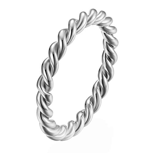 Women's Stainless Steel 1.1mm Rope Thin Wedding Ring Silver Rose Gold Plated Size 4 to 9 - color: 3mm, Silver