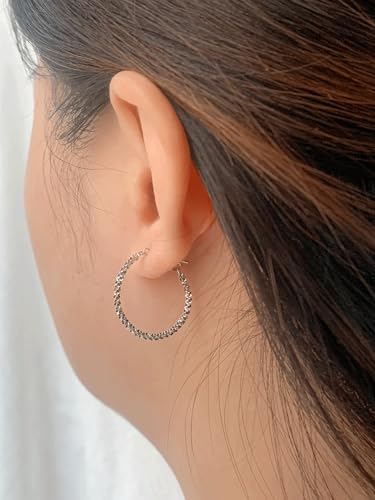 Tassel Earrings for Women Gold Plated Silver Chain Earrings Dainty Minimalist Dangle Drop Studs - color: J-Silver with One Sparky Chain