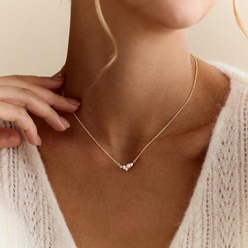 Pearl Necklaces for Women,Dainty Gold Pendant Necklaces Waterproof Jewelry | 14K Gold Plated Pearl Necklaces,Dainty Elegant Wedding Necklace,Small Cute Adjustable Minimalist Necklace,Non Tarnish Jewelry - color: GOLD-15