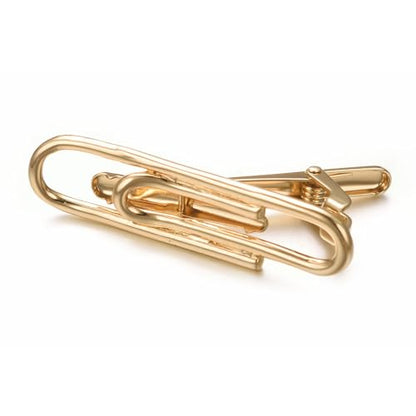 Yoursfs Personalized Stationery Series Tie Clips For Men Novelty Ruler/Pen Tie Clips Unique 18K Gold Plated/Silver Stainless Steel Tie Clip Jewelry For Father Husband Suitable For Daily - style: Gold paperclip tie clip