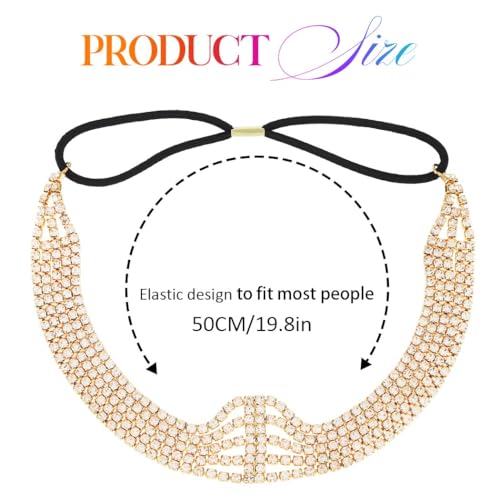 GORTIN Rhinestones Head Chain Crystal Headband Headpiece Sparkle Bridal Wedding Hair Chain Prom Hair Accessories for Women (Gold) - color: Gold
