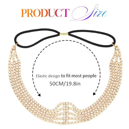 GORTIN Rhinestones Head Chain Crystal Headband Headpiece Sparkle Bridal Wedding Hair Chain Prom Hair Accessories for Women (Gold) - color: Gold
